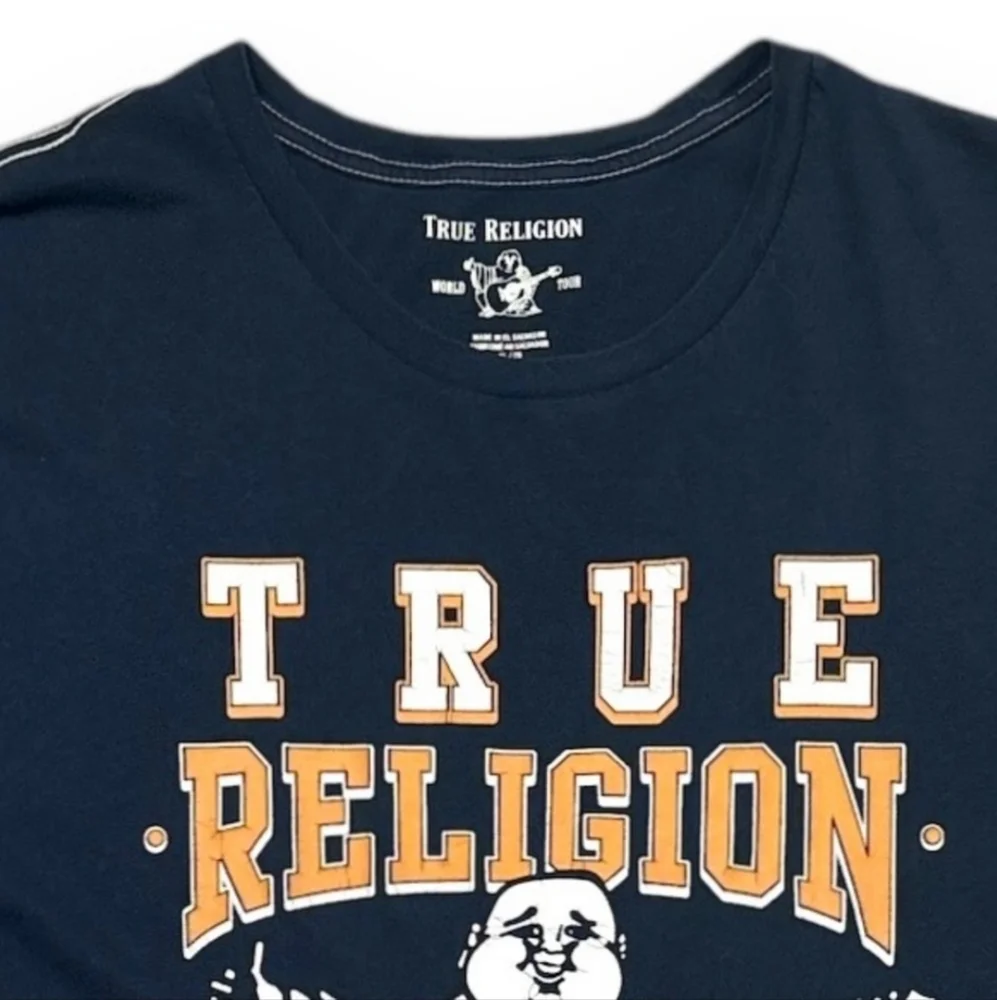 TRUE RELIGION Navy Buddah Logo Graphic Crew Neck Shirt